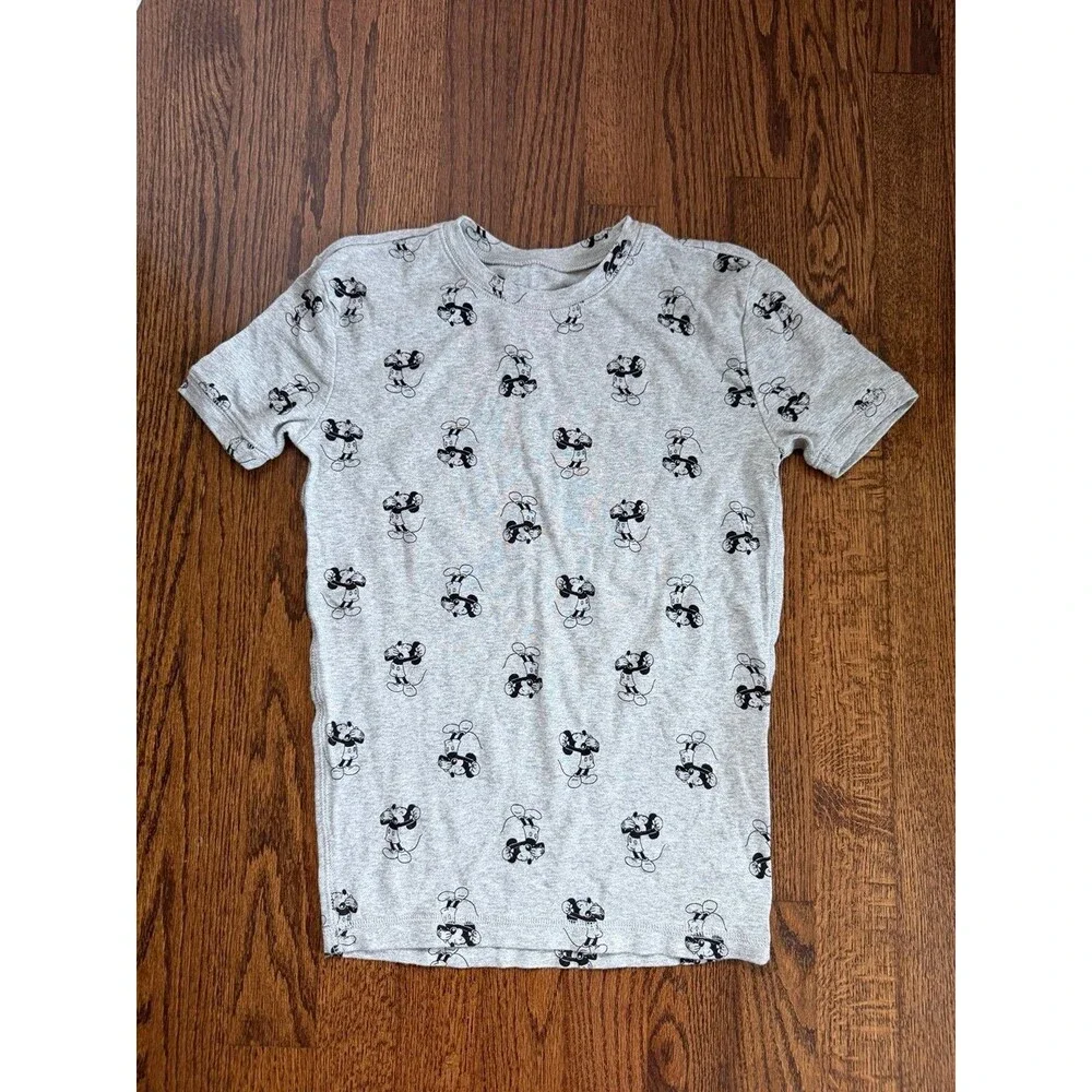 Gap Kids Disney Mickey Mouse Pajama Set Size 14 XL Youth Shorties Gray PJs 2 PC